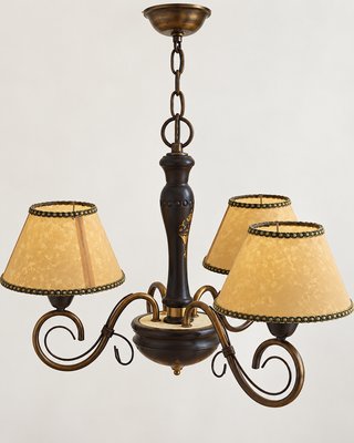 Lámpara colgante vintage 3 brazos madera