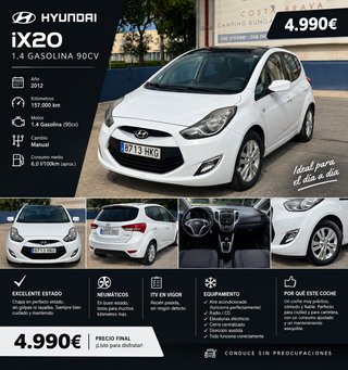 HYUNDAI ix20 1.4 GASOLINA 90 CV – AÑO 2012