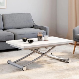 Mesa centro elevable convertible comedor blanca