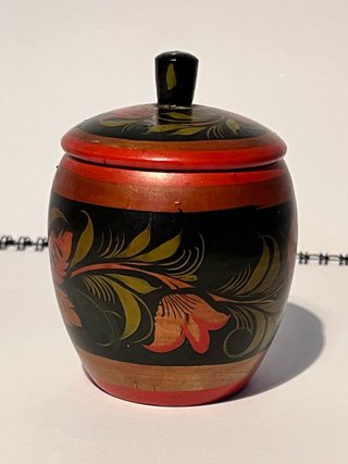 Tarro Vintage Khokhloma Ruso Madera Pintada