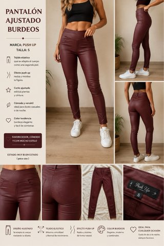 Pantalón Push Up Burdeos Talla S