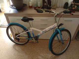 Bicicleta BTWIN azul y blanca