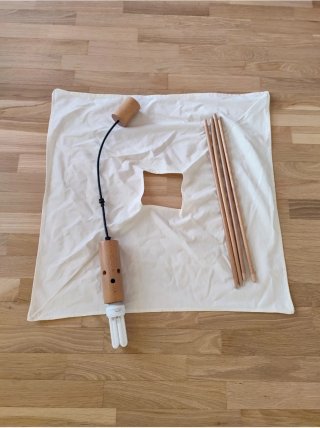 Lámpara de techo de tela y madera