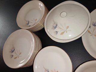 Servizio Porcellana Bavaria Vintage Fiori Oro
