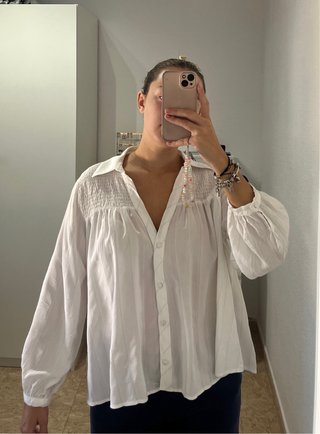 Blusa Blanca Oversize Zara Talla S