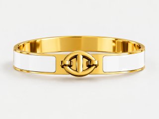 Brazalete Hermès Dorado y Blanco