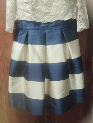 Vestido fiesta mujer azul y blanco María Lago