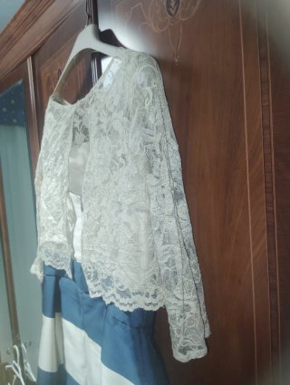 Vestido fiesta mujer azul y blanco María Lago