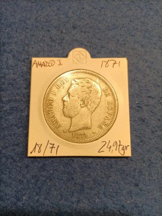 Moneda 5 Pesetas Amadeo I 1871