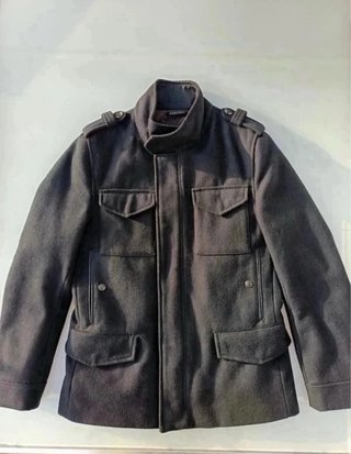 Abrigo Militar de Lana Zara Azul Talla M