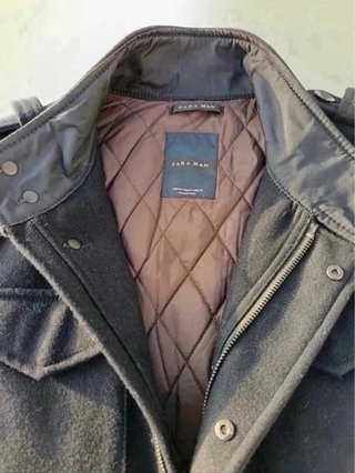 Abrigo Militar de Lana Zara Azul Talla M