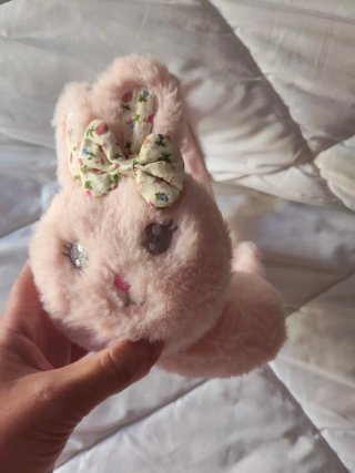 Diadema orejeras rosa con lazo floral