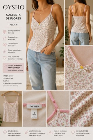Camiseta floral Oysho Talla S