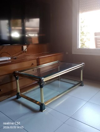 Mesa centro latón y cristal Peña Vargas