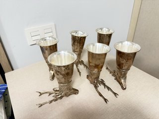 6 Copas Ciervo Plata Metal