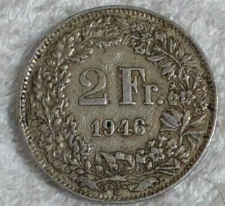 Moneta Svizzera 2 Franchi 1946 Argento