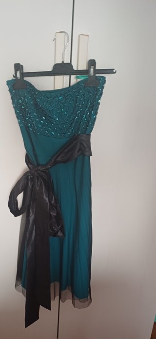 Vestido fiesta corto lentejuelas y lazo