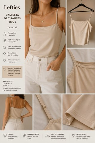 Camiseta tirantes beige Lefties Talla XS