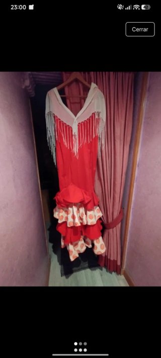 Vestido de flamenca rojo y blanco