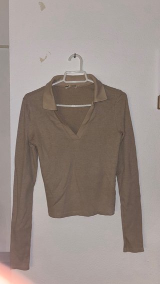 Top Manga Larga Pull&Bear Beige Talla M