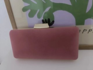 Bolso Clutch Cadena Rosa y Dorado
