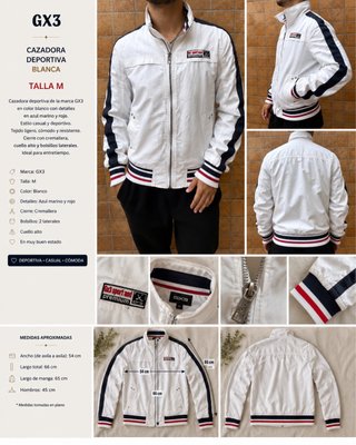 Cazadora Deportiva GX3 Blanca Talla M