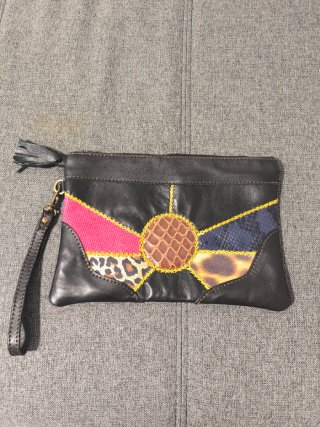 Bolso de mano de piel multicolor