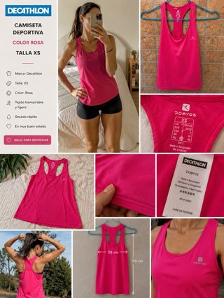 Camiseta Deportiva Decathlon Rosa Talla XS