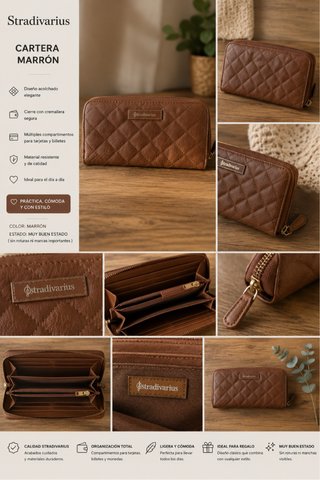 Cartera Marrón Stradivarius Acolchada