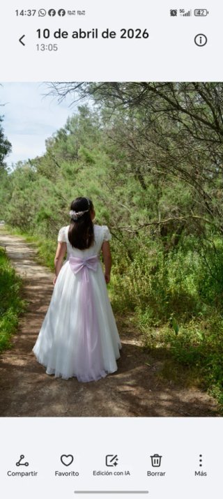 Vestido de Comunión Blanco con Fajín y tocado