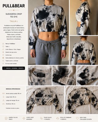 Sudadera Crop Tie-Dye Pull&Bear Talla L