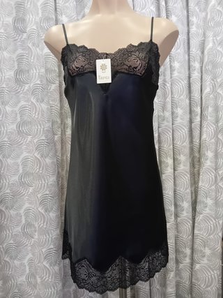 Camisón Terés Raso Negro Talla M