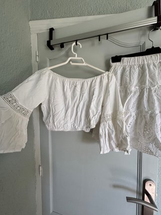 Conjunto top y falda ibicenco blanco