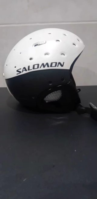 Casco de esquí Salomon blanco y negro Junior