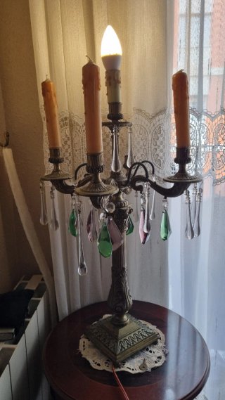 Lámpara Candelabro Metal y Cristal