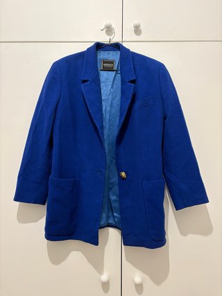 Blazer Vintage Versace Blu in Lana e Cashmere