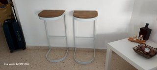Set de 2 Taburetes Altos de Metal y Madera