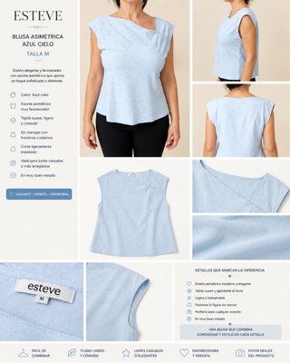 Blusa asimétrica azul cielo Talla M