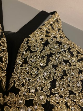 Vestido Fiesta Negro Dorado
