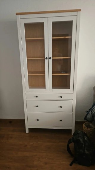 Vetrina in Legno Bianca e Naturale