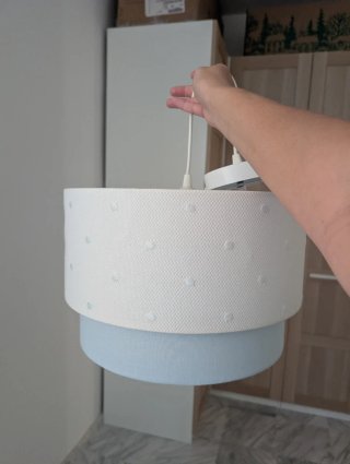 Oferta!Lámpara y Cortinas infantil,lunares azules