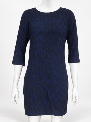 Vestido seda Pedro del Hierro negro y azul M (38)