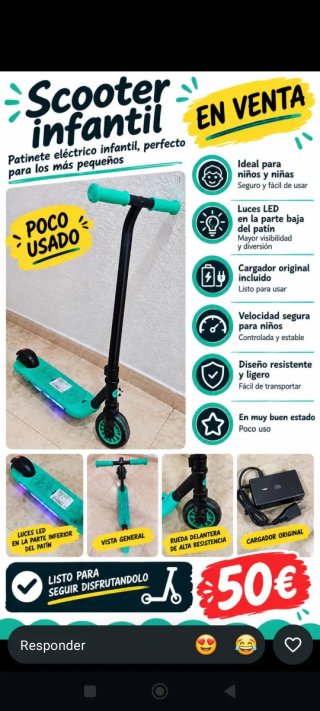 Patinete eléctrico infantil poco usado