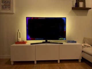 Mueble TV Ikea BESTA 3 puertas blanco brillo