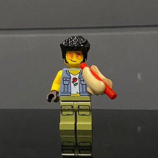 Minifigura LEGO Motero con Hot Dog