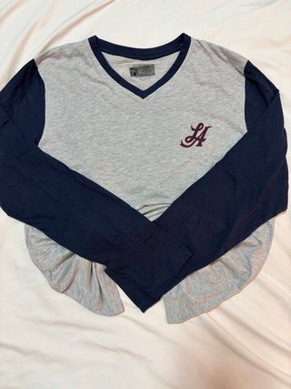 Jersey fino LA manga larga gris y azul