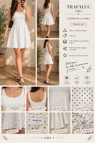 Vestido lunares Trafaluc Zara Talla M