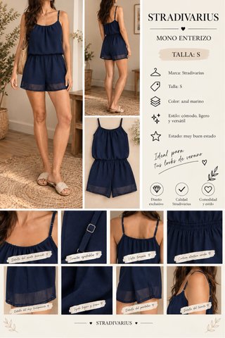 Mono corto Stradivarius azul marino talla S