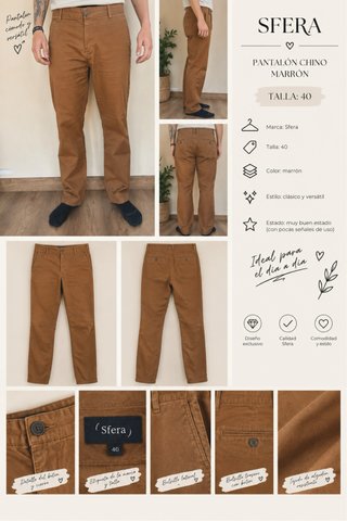 Pantalón Chino Marrón Talla 40 Sfera