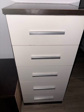 Cajonera de 5 cajones blanca y madera